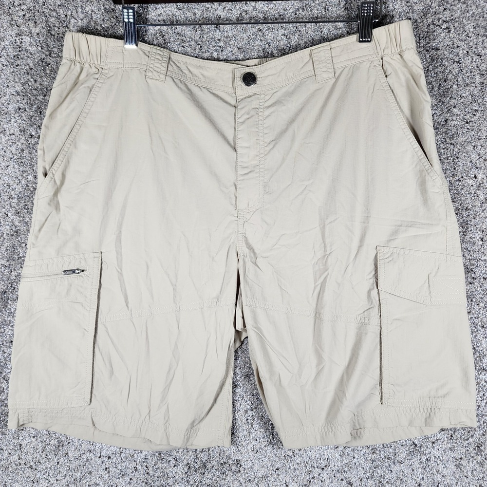 Columbia Cargo Shorts Mens 38 Regular Fit Omni-Shade Tan Hiking Excellent